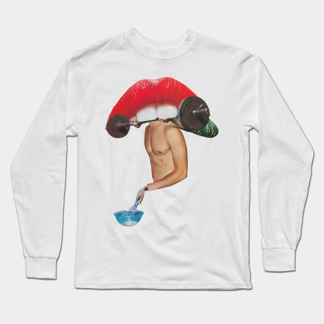 Shirtless Boy Cooking Long Sleeve T-Shirt by Luca Mainini